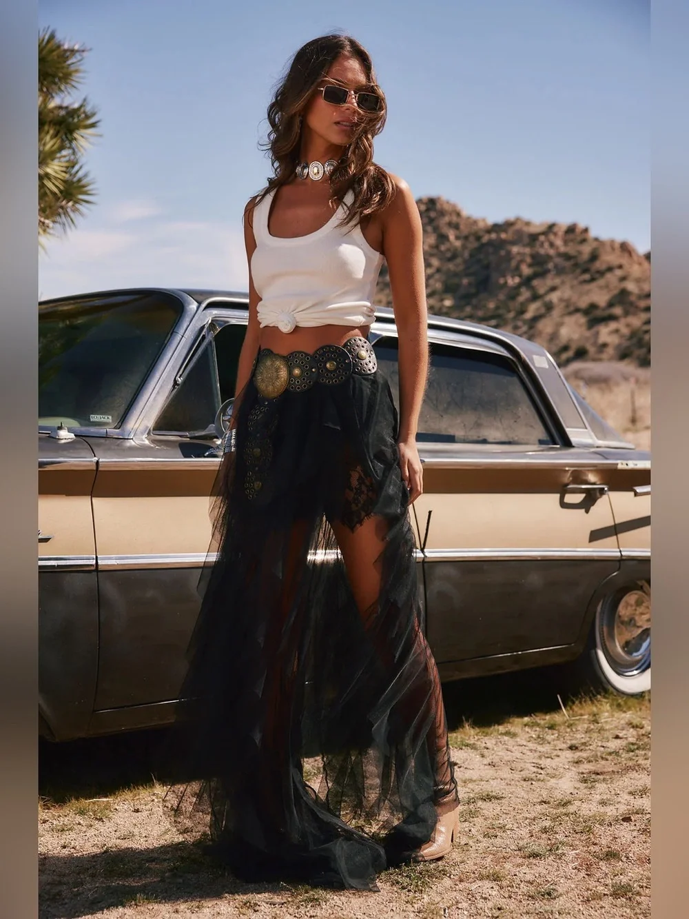 Rosalie Rock Black Tulle Maxi Skirt - Picture 6 of 9